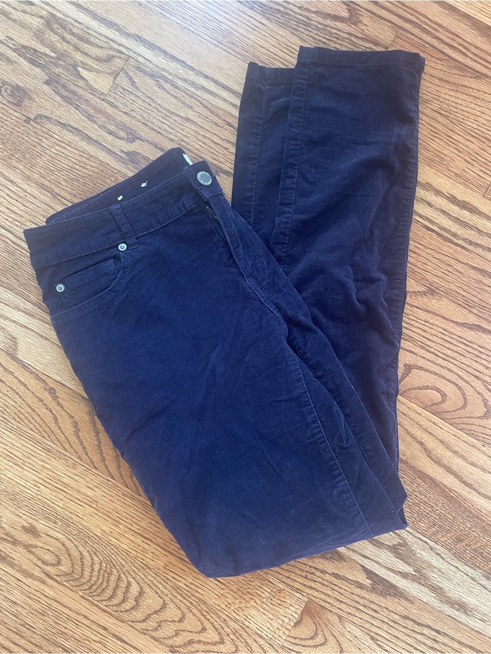 Crown & Ivy Women's Navy Slim Corduroys Pants Size 4 - Picture 2 of 9